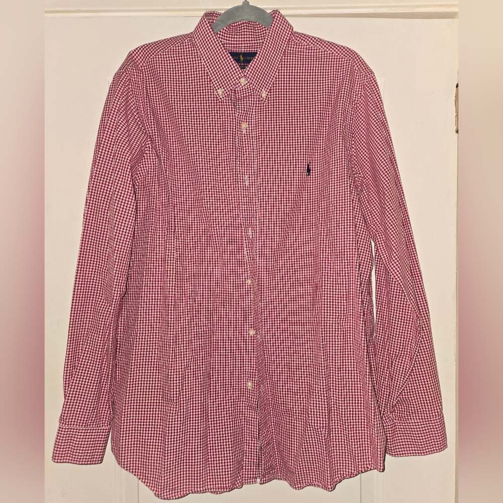 Ralph Lauren Men's Red Checkered Long Sleeve Button Down Shirt Size XL